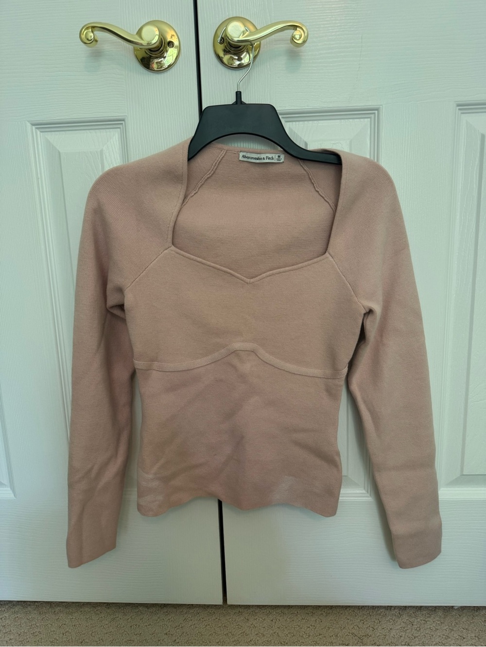 Abercrombie & Fitch Blush Ribbed Square-Neck Sweater